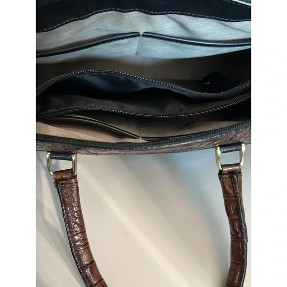 Vintage BRAHMIN CROCODILE EMBOSSED LEATHER HANDBAG